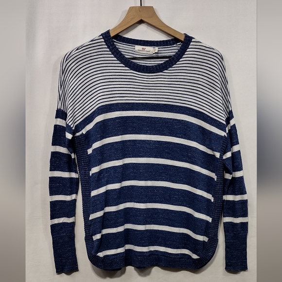 Vineyard Vines Sweaters - Vineyard Vines Stripped Sweater Women's XS Blue White Retro 90s Y2K Oversized